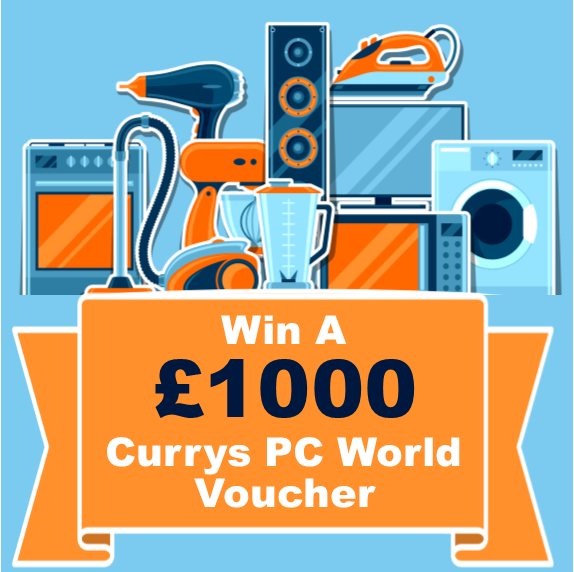 various appliances for the offer to win a £1000 Currys PC World Voucher 24th April